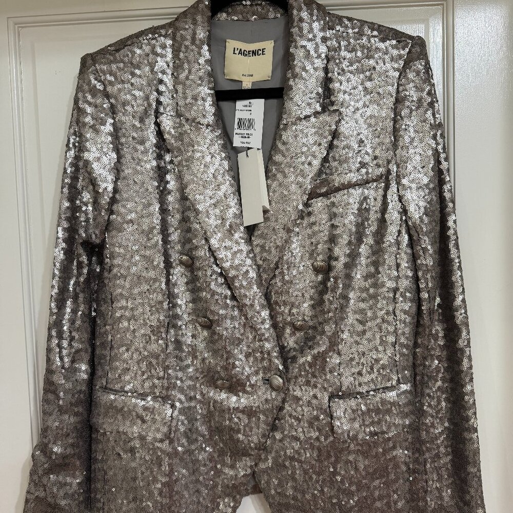 SALE New w Tags $625 L'Agence Silver Sequin Jacket sz 6
